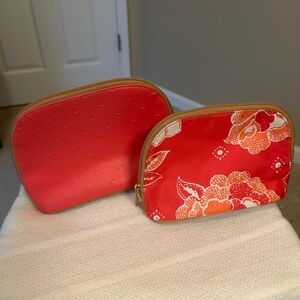 Estée Lauder Floral Red and Orange Makeup Bags